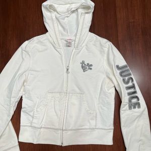 Full Zip Hooded Justice Sweatshirt with Sequin Details